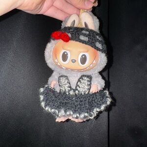 Adorable Handmade Crochet Black and Grey Outfit for Labubu (LABUBU NOT INCLUDED)